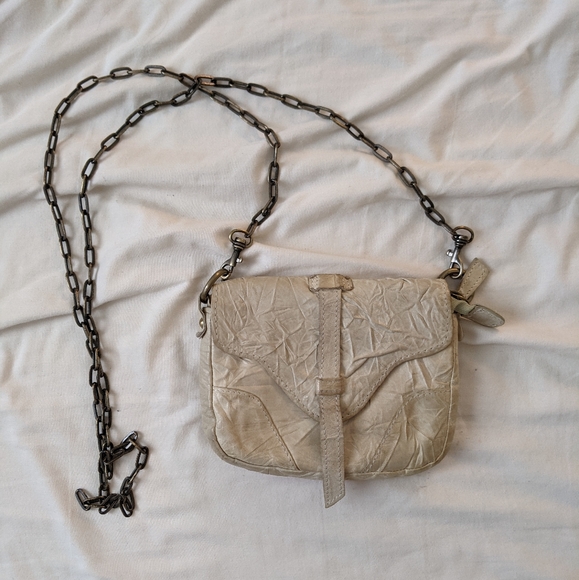 Monserat De Lucca Handbags - Monserat de Lucca Crinkled Leather Mini Crossbody Chain Bag, Ivory / Cream UO